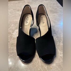 Life Stride Black Suede Peep Toe Heels